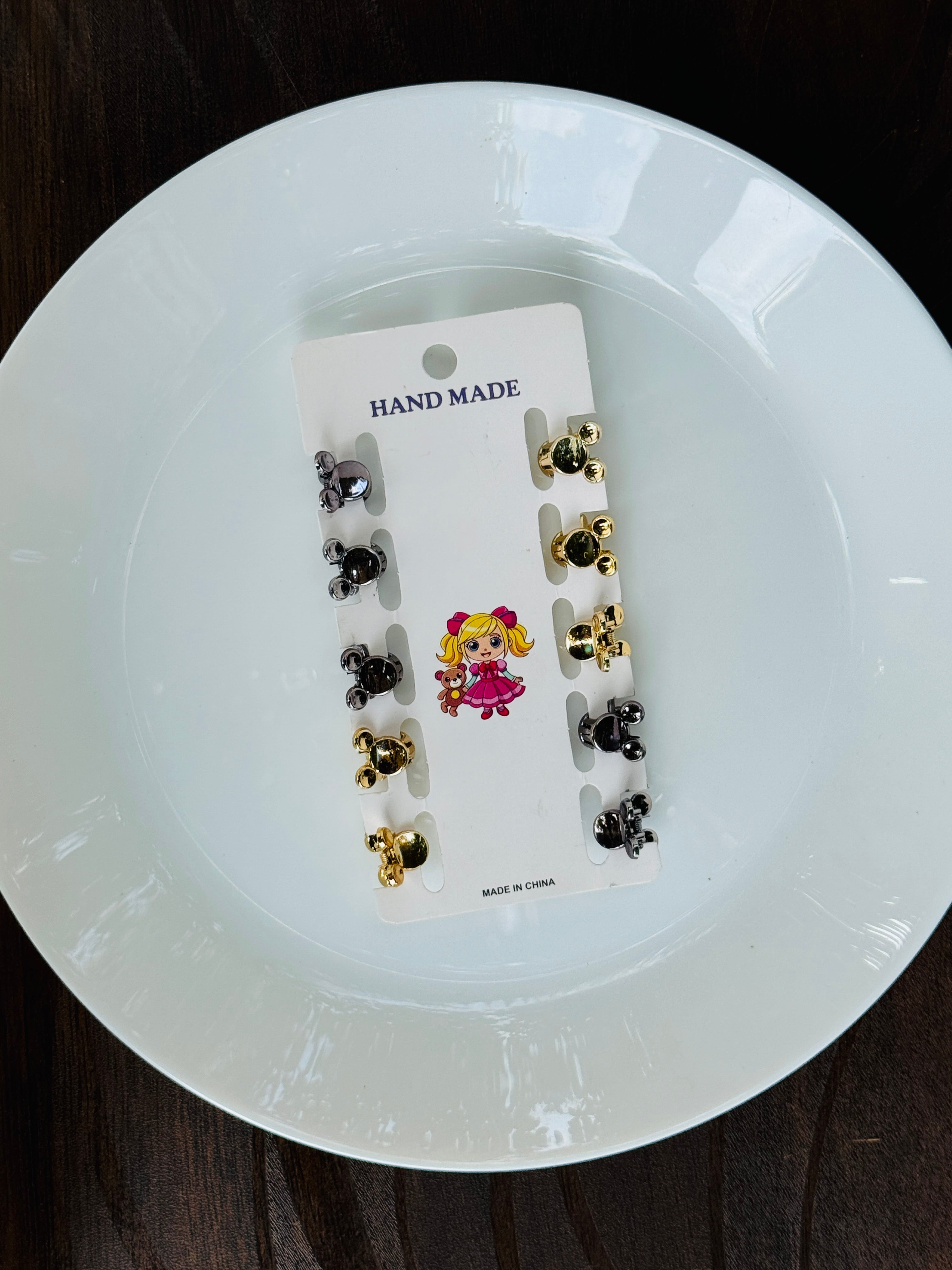 Mini Teddy Bear Hair Claw Clip Set | Cute Metallic Hair Clips for Women & Girls