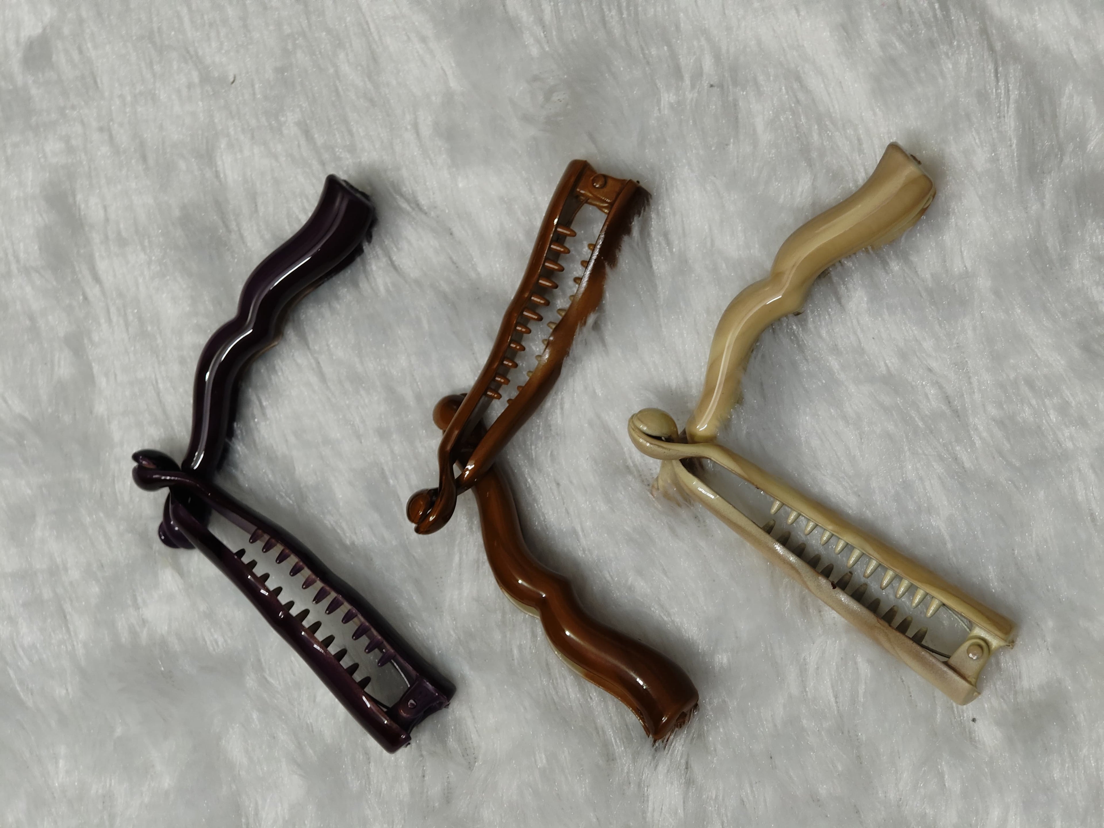 Long Wavy French Hair Barrette Clip | Minimal Glossy Hair Clip for Women