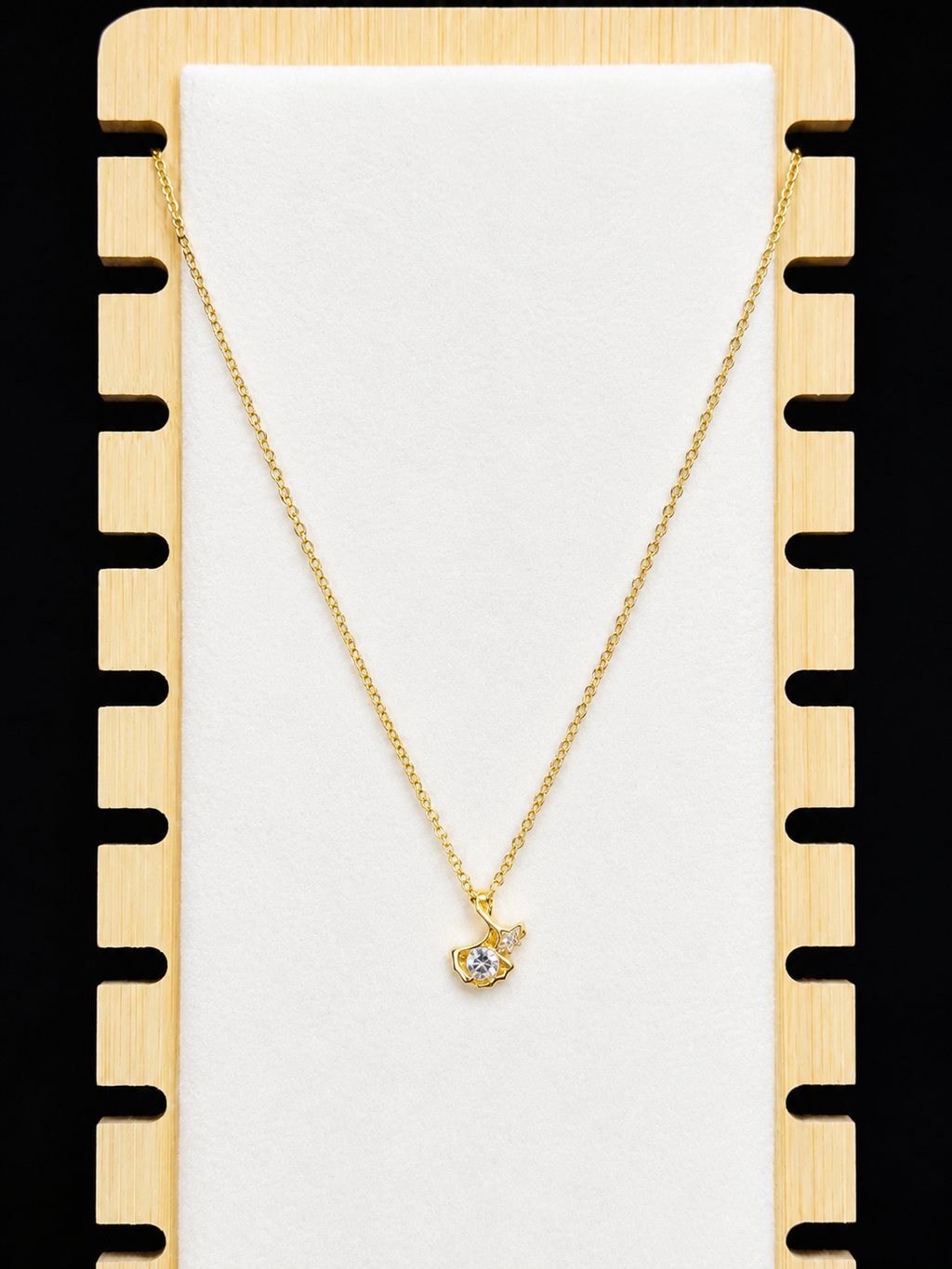 Luna Spark Anti-Tarnish Crystal Pendant Necklace | Minimal Gold Necklace for Women