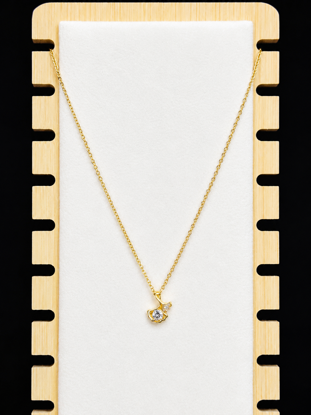 Luna Spark Anti-Tarnish Crystal Pendant Necklace | Minimal Gold Necklace for Women