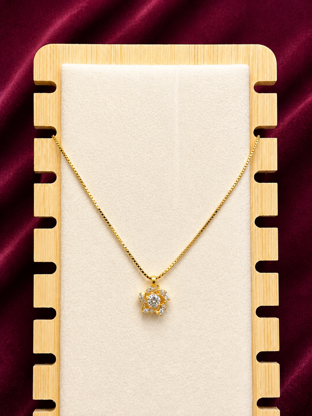 Anti-Tarnish Floral Crystal Pendant Necklace