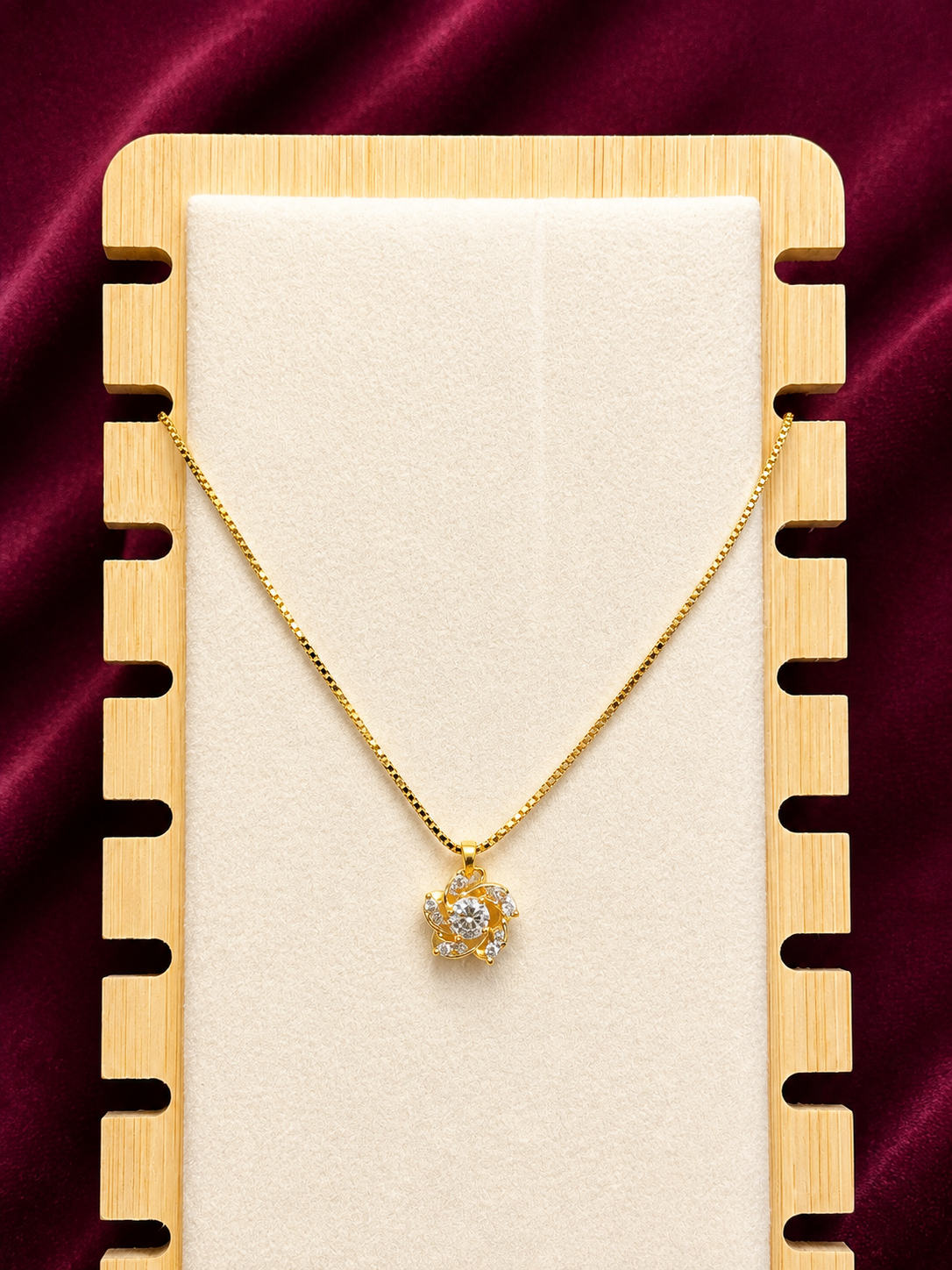 Anti-Tarnish Floral Crystal Pendant Necklace