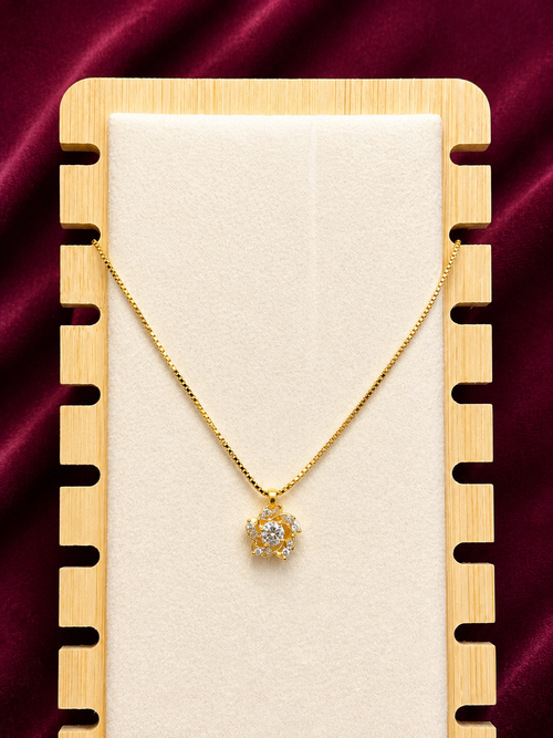 Anti-Tarnish Floral Crystal Pendant Necklace