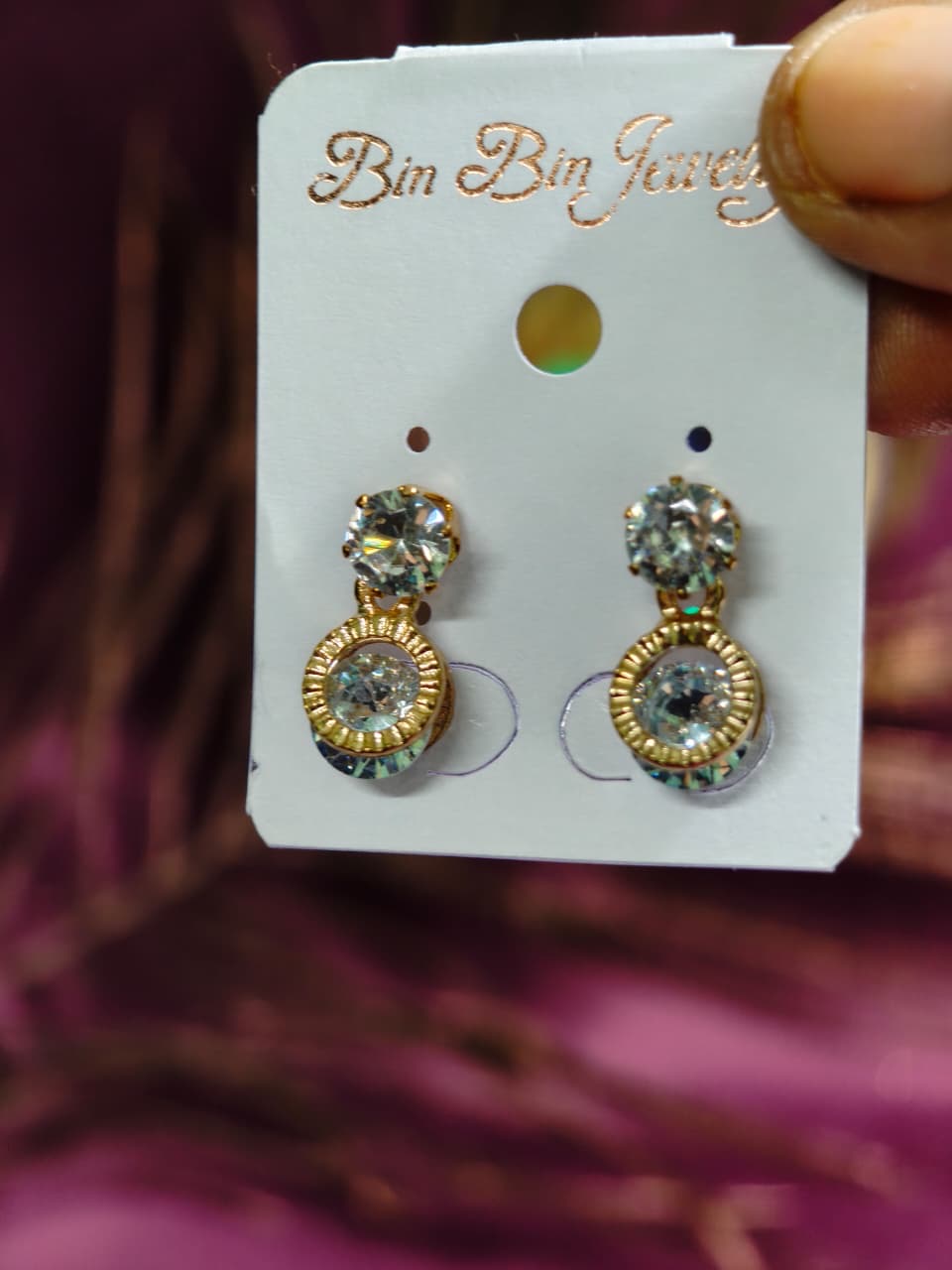 Sparkling Crystal Drop Earrings | Gold-Plated Stud Earrings for Women