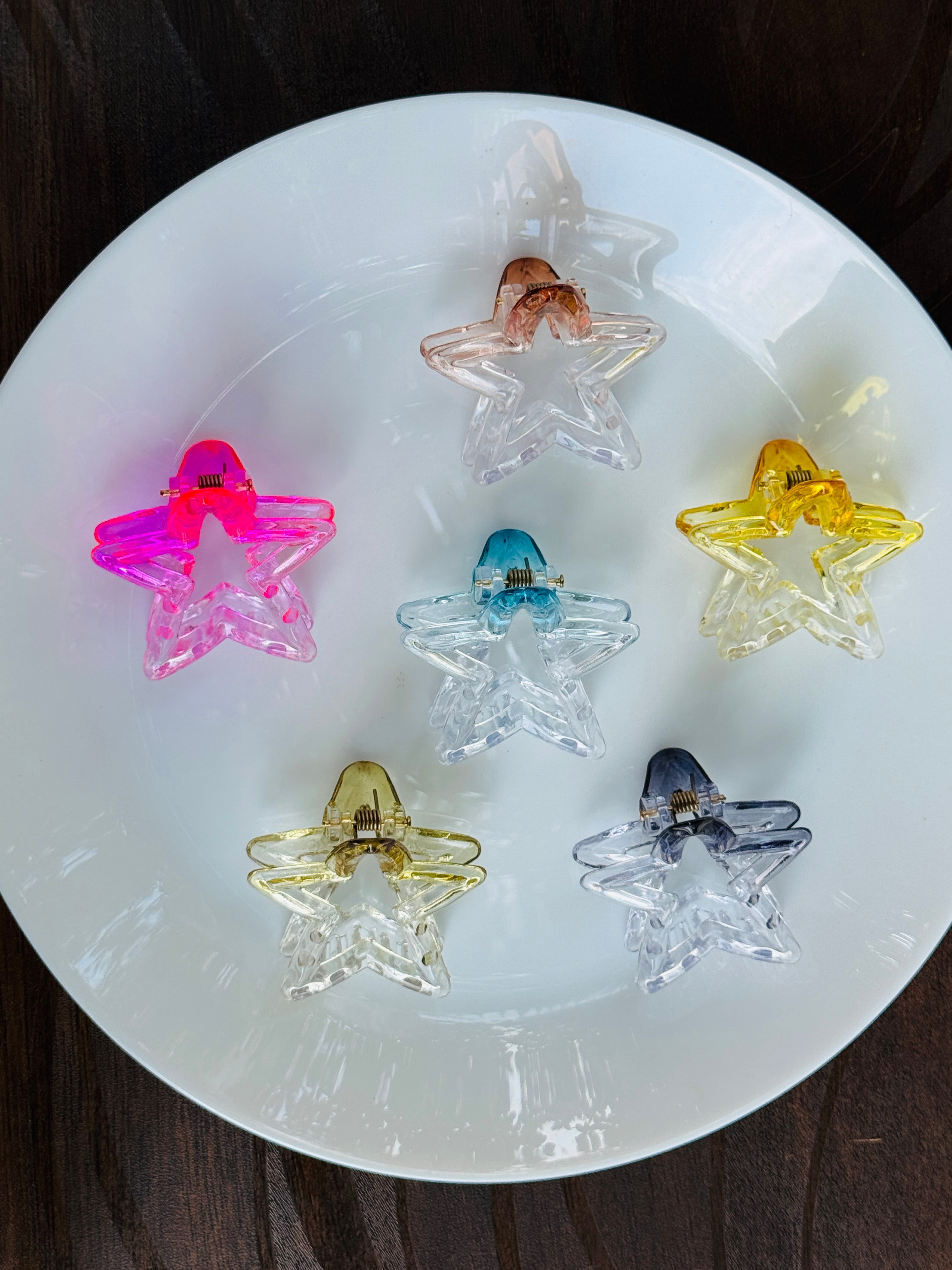 Crystal Star Mini Hair Claw Clip | Transparent Acrylic Star Hair Clip for Women & Girls
