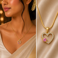 Amour Spark Anti-Tarnish Heart Pendant Necklace | Crystal Heart Gold Necklace for Women
