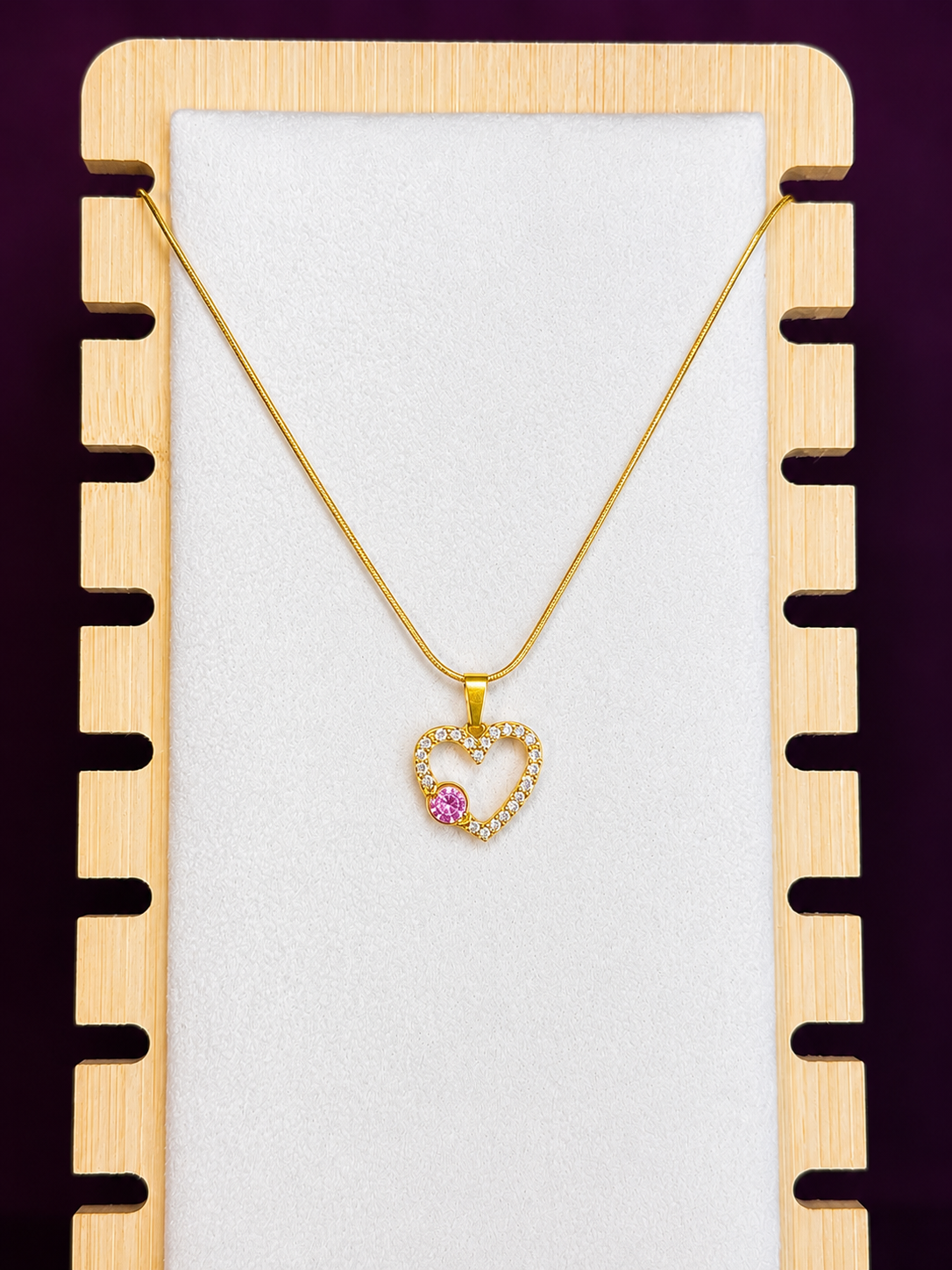 Amour Spark Anti-Tarnish Heart Pendant Necklace | Crystal Heart Gold Necklace for Women