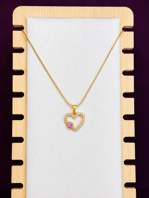 Amour Spark Anti-Tarnish Heart Pendant Necklace | Crystal Heart Gold Necklace for Women