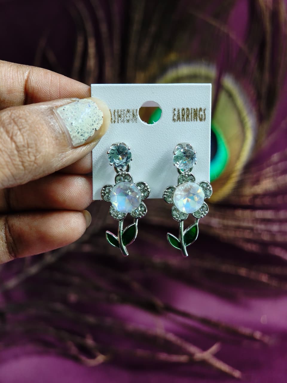 Blush Bloom Crystal Floral Drop Earrings