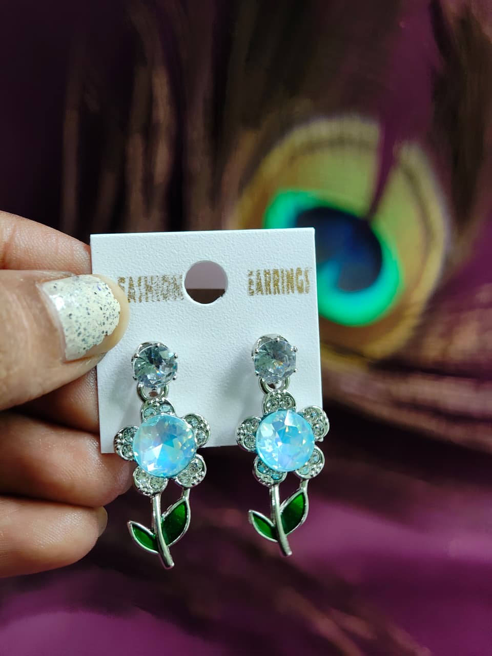 Blush Bloom Crystal Floral Drop Earrings