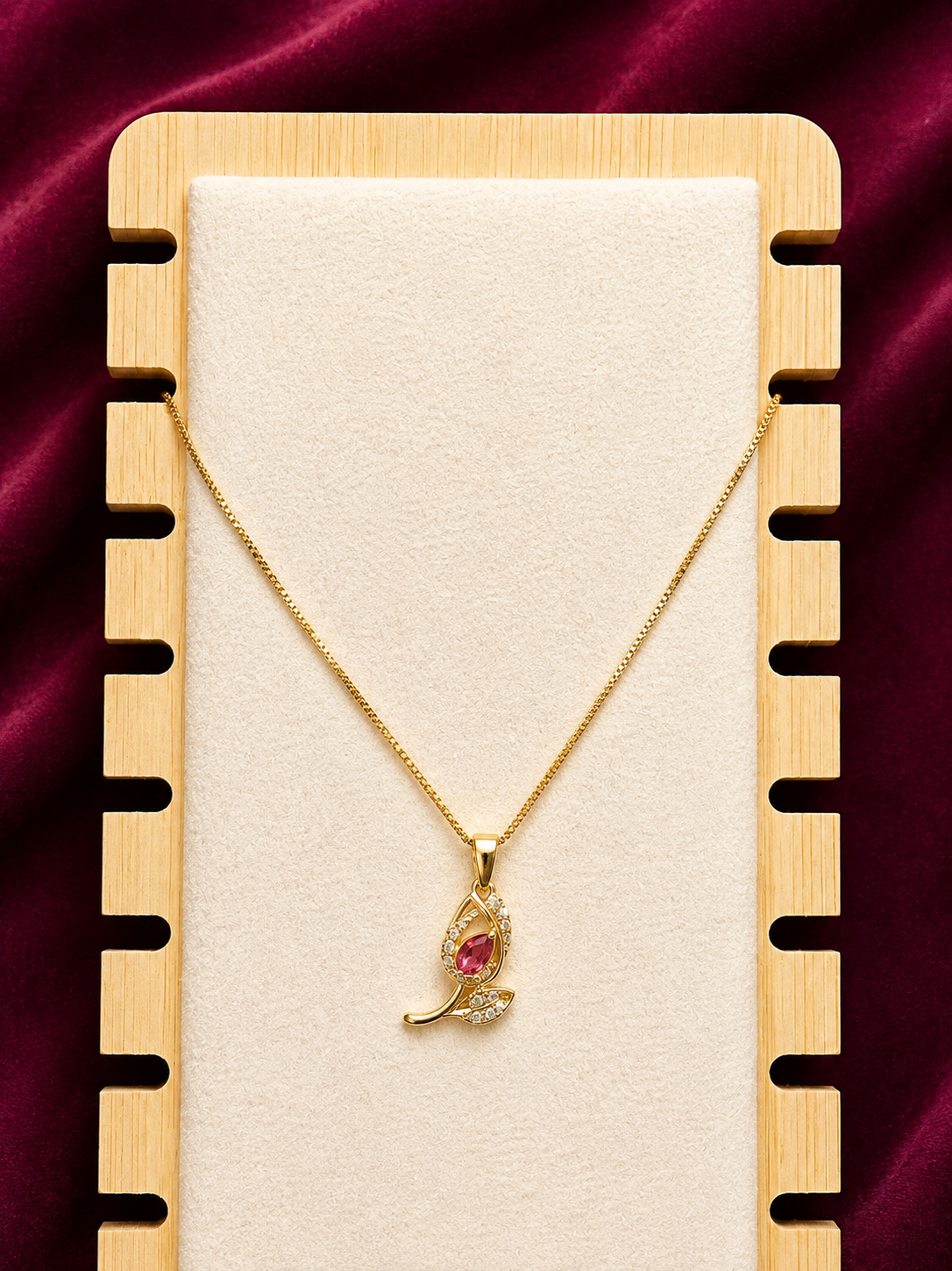 Anti-Tarnish Floral Crystal Pendant Necklace