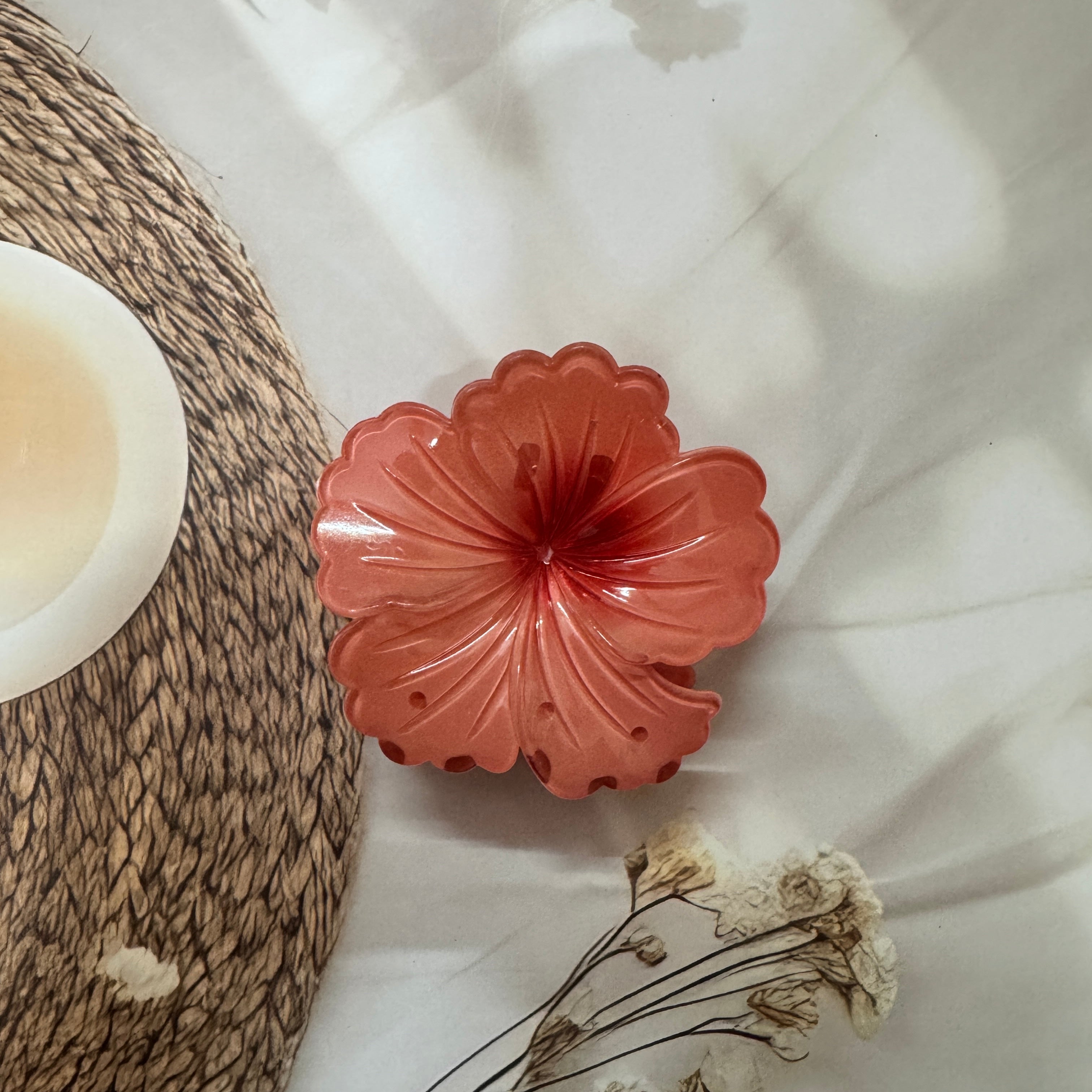 Hibiscus Bloom Hair Claw Clip | Korean Floral Statement Hair Accessory