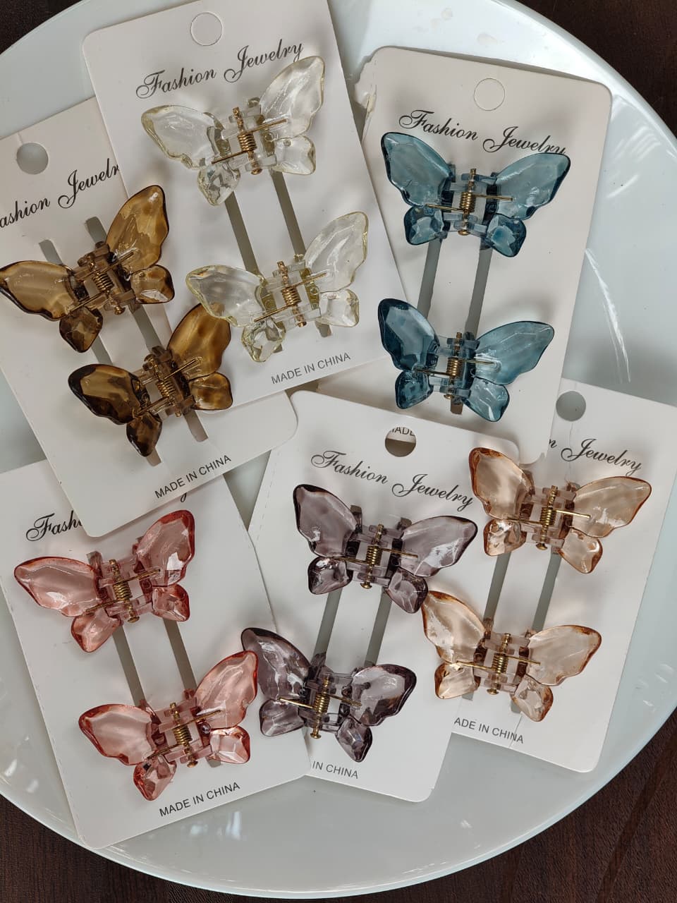 Crystal Butterfly Mini Hair Claw Clip Set | Transparent Acrylic Korean Hair Clips for Girls & Women