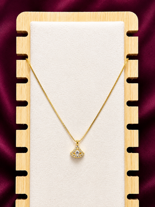 Anti-Tarnish Fan Crystal Pendant Necklace | 316L Stainless Steel