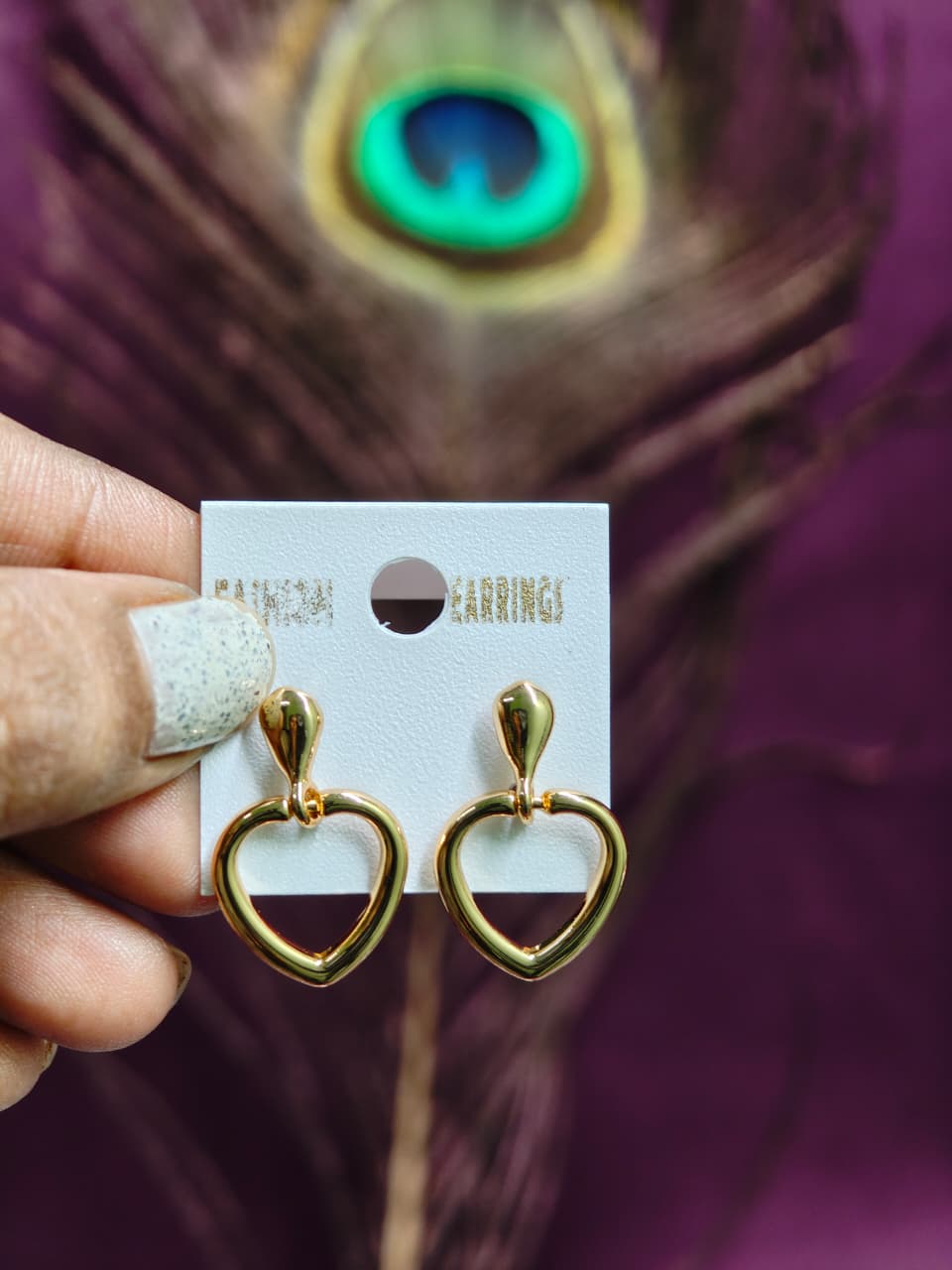Anti-Tarnish Stainless Steel Open Heart Drop Earrings | Waterproof Gold Heart Earrings for Women