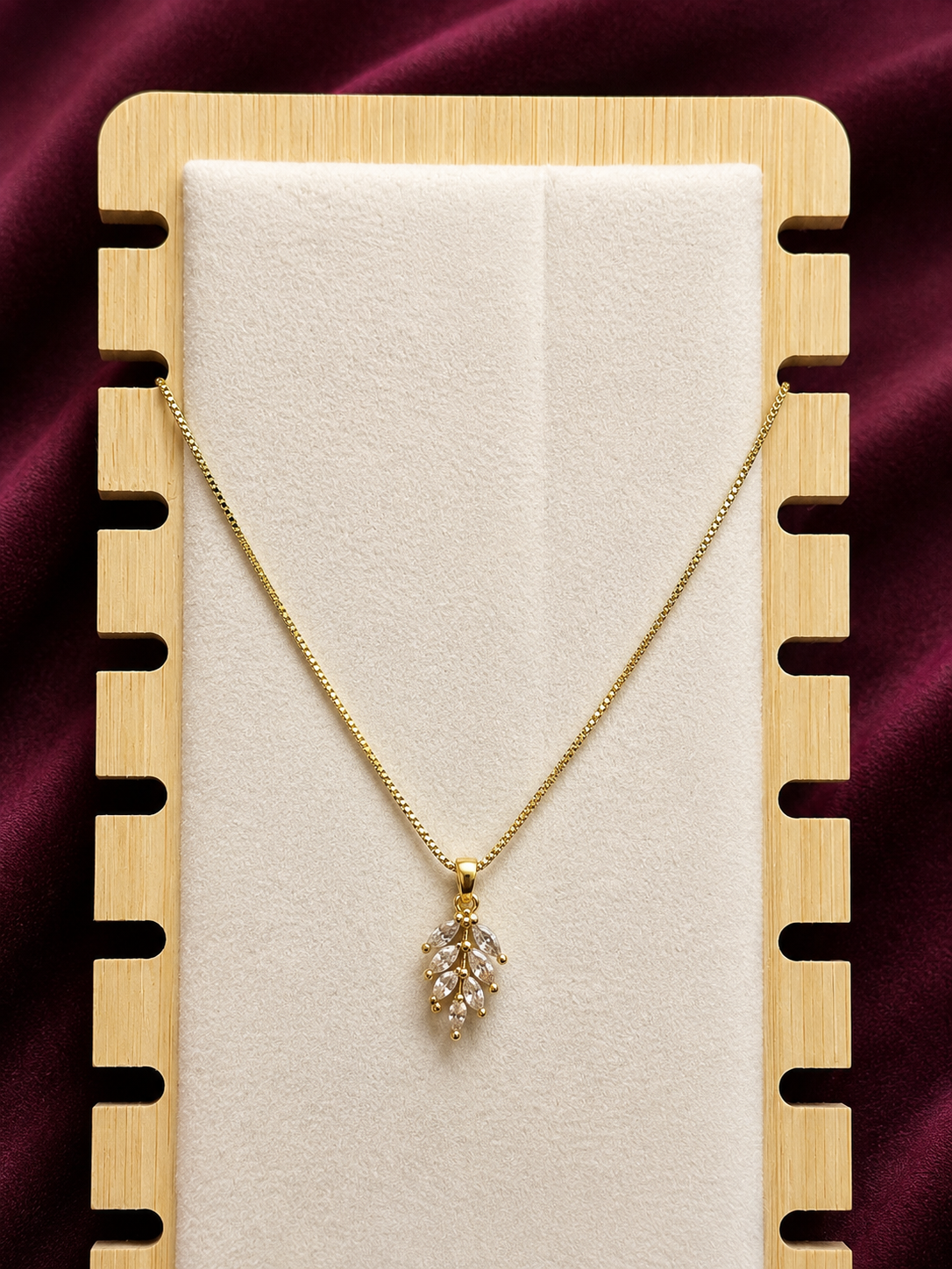 Anti-Tarnish Ruby Leaf Pendant Necklace