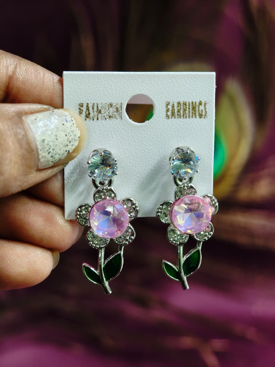 Blush Bloom Crystal Floral Drop Earrings