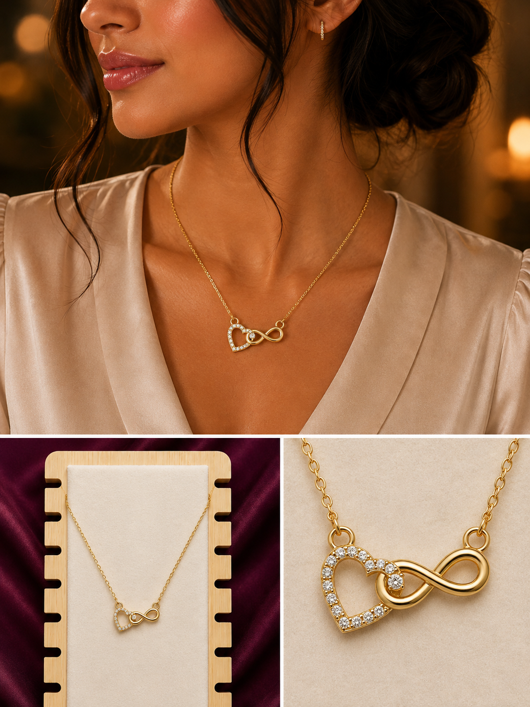Anti-Tarnish Heart Infinity Necklace | 316L Stainless Steel