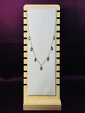 Midnight Crystal Station Necklace | Anti-Tarnish Black Baguette Charm Necklace for Women