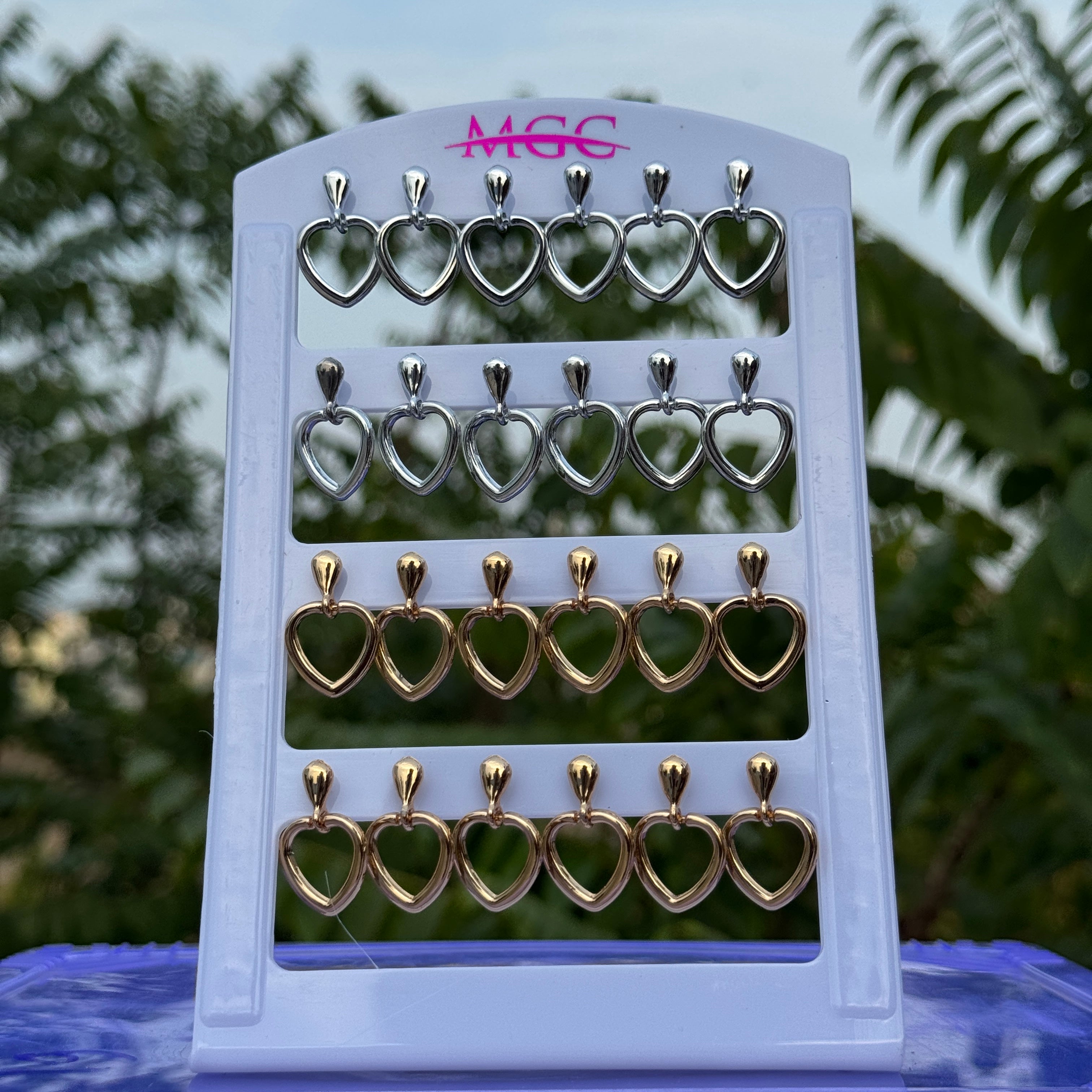Open Heart Drop Earrings