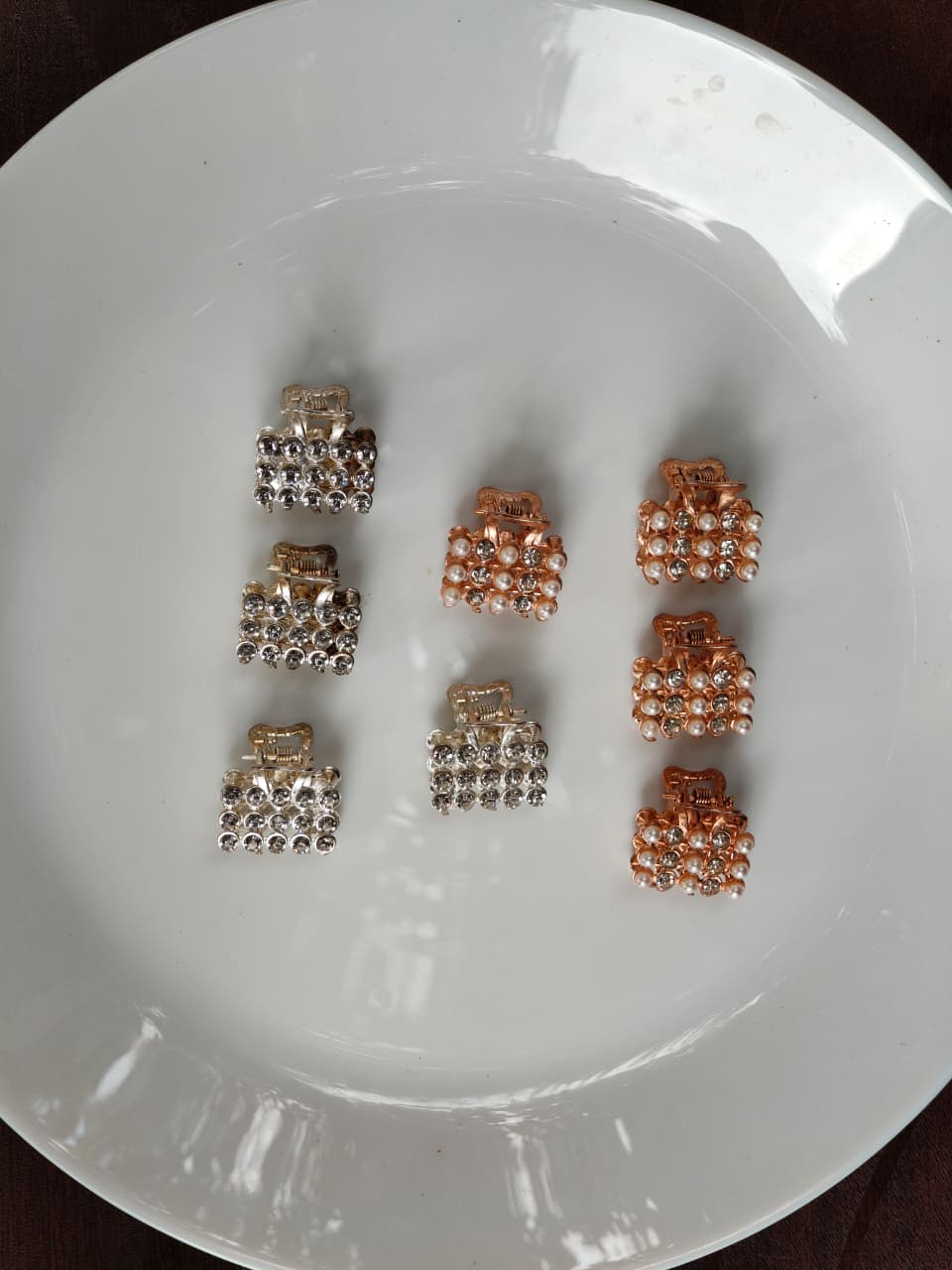 Luxury Pearl & Crystal Mini Hair Claw Clip | Elegant Rhinestone Hair Clip for Women & Girls