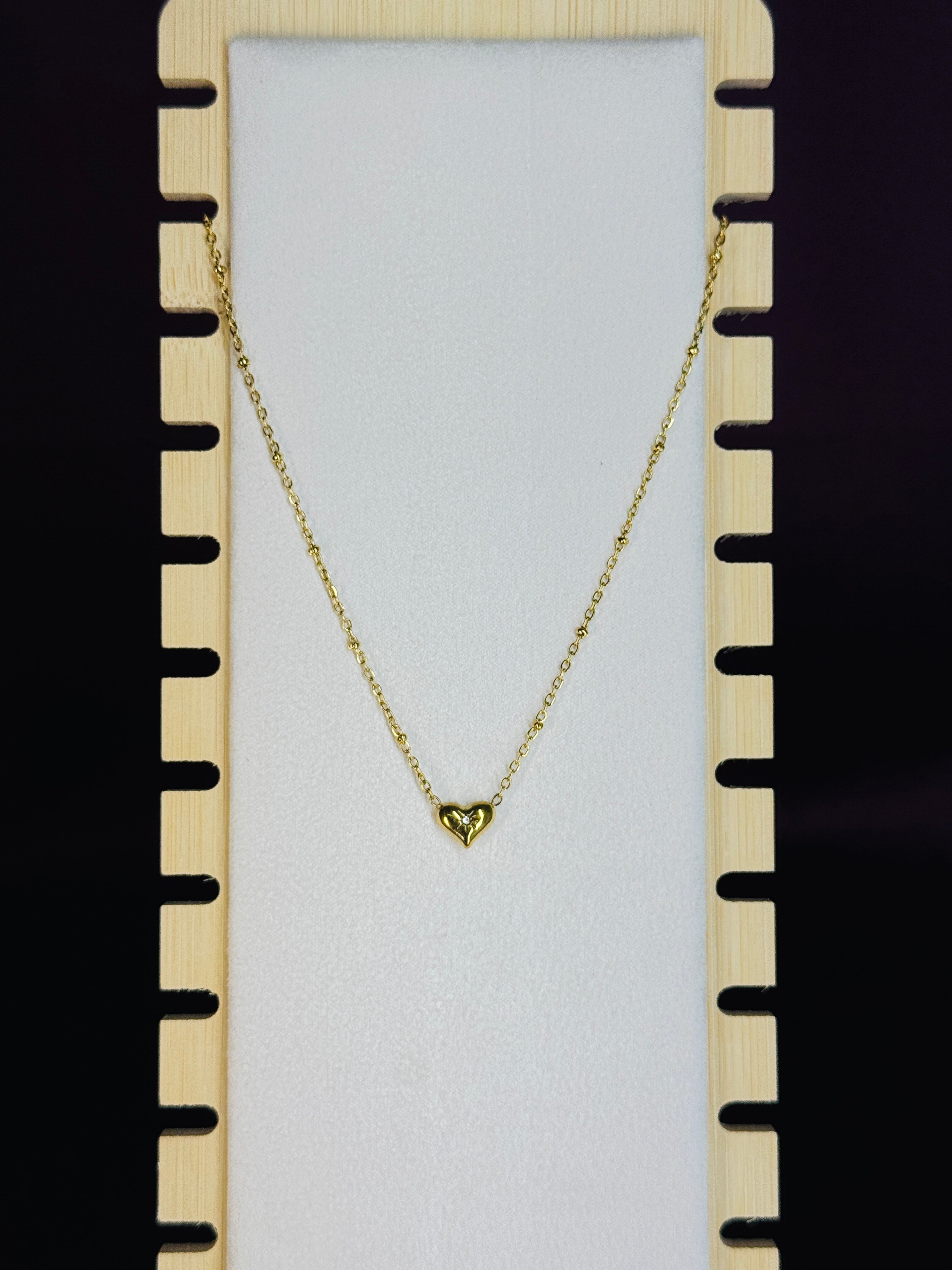 Tiny Heart Crystal Necklace | Anti-Tarnish Dainty Heart Necklace for Women