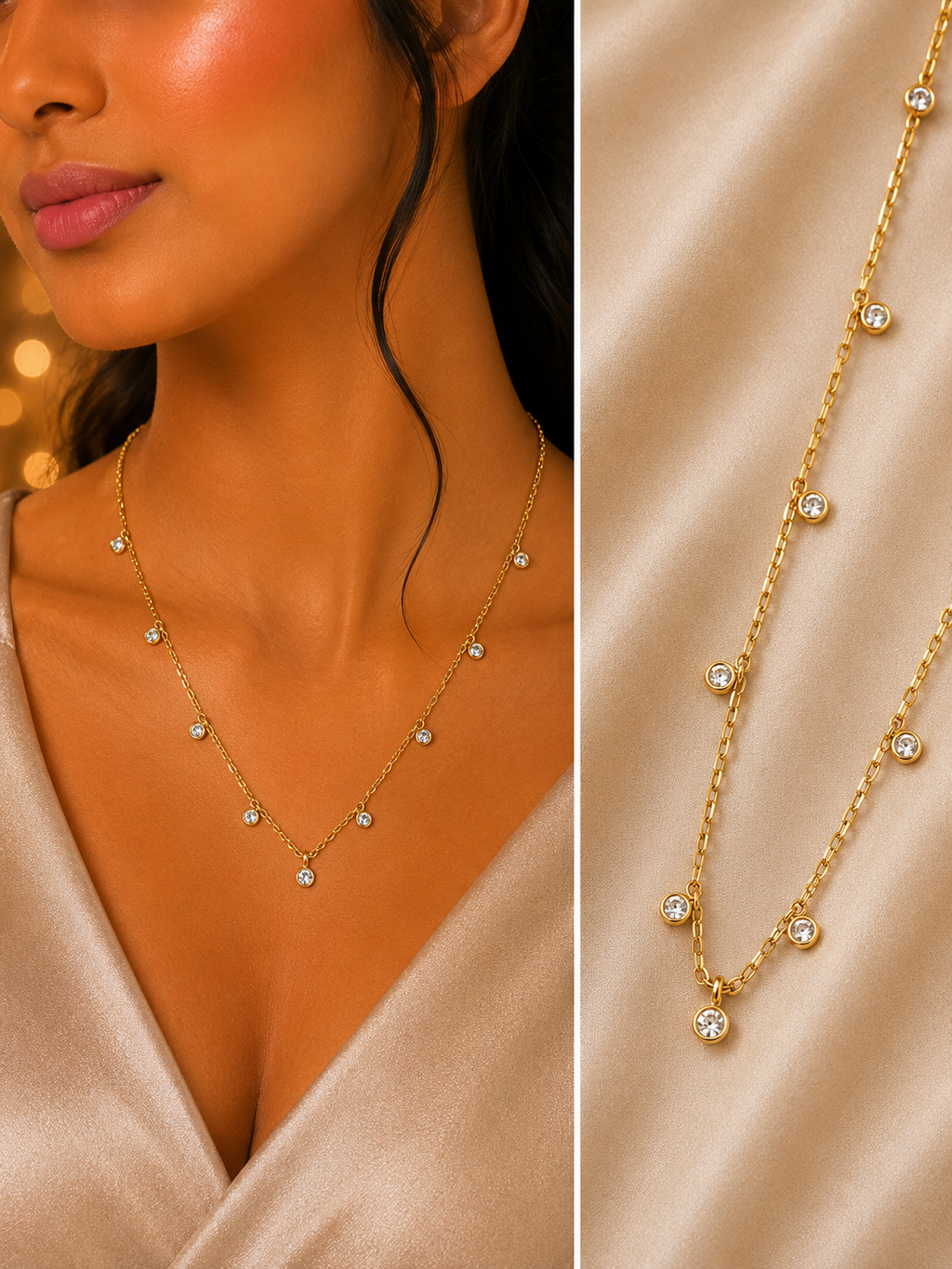 Celestial Crystal Station Necklace | Anti-Tarnish Floating Crystal Necklace for Women