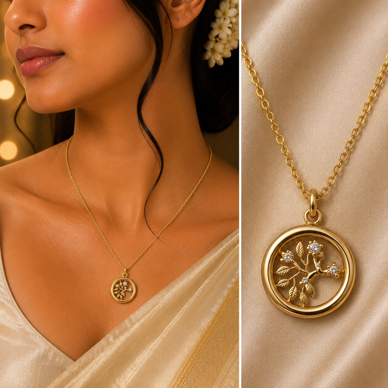 Eternal Tree Anti-Tarnish Pendant Necklace | Tree of Life Gold Necklace for Women