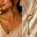 Anti-Tarnish Gold Paperclip Pendant Necklace | Adjustable Minimalist Y Necklace for Women