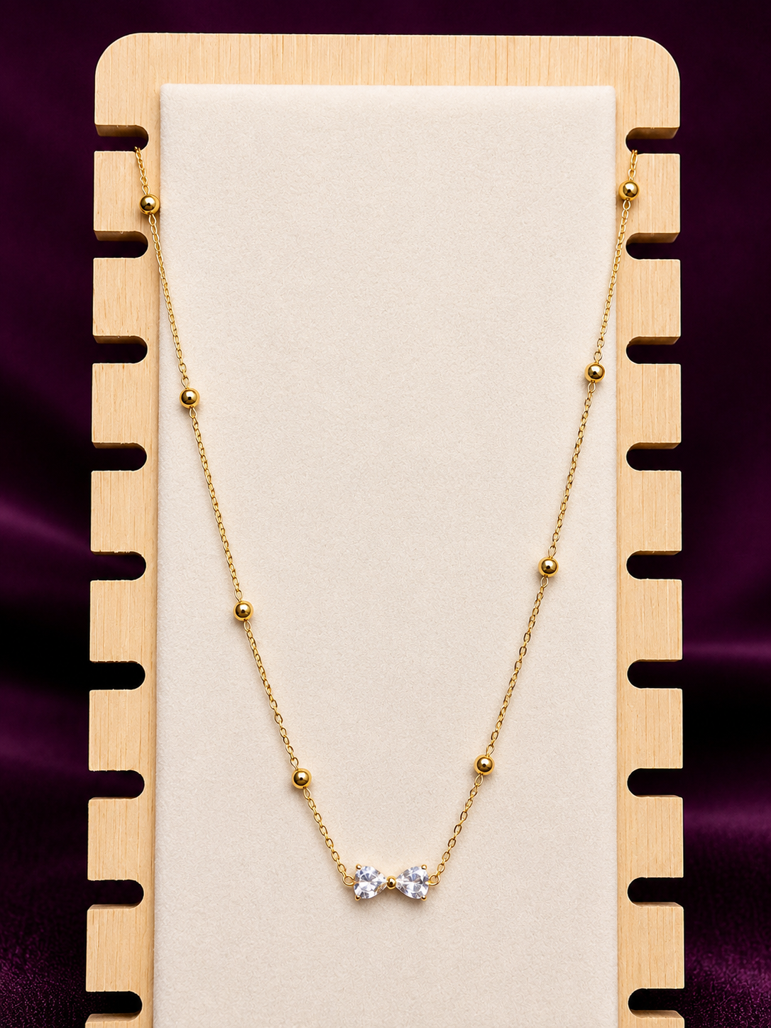 Anti-Tarnish Gold Bow Pendant Necklace | Dainty Minimalist Chain for Girls & Women