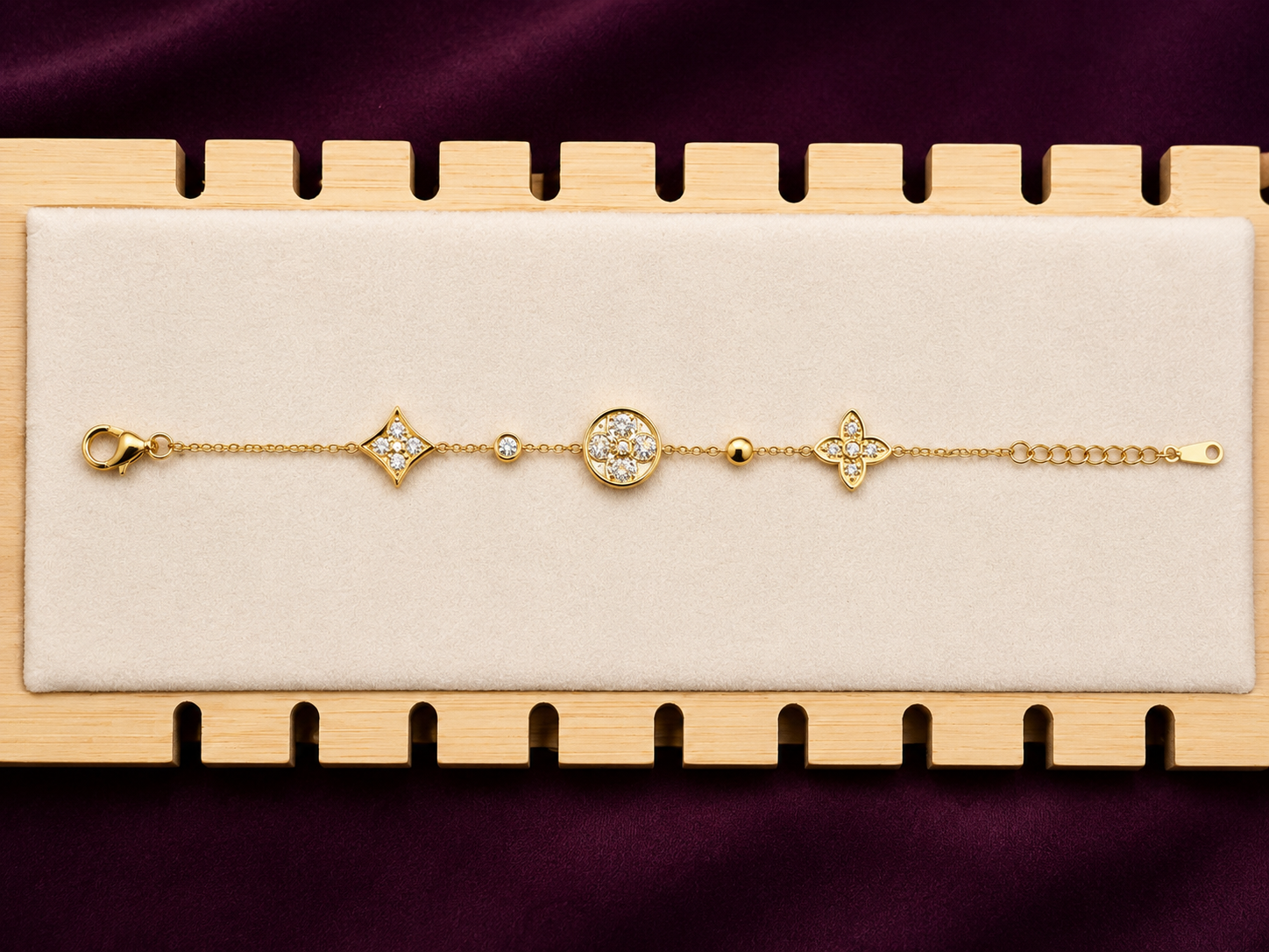 Luxury Mixed Clover Anti-Tarnish 316L Stainless Steel Bracelet | Gold Adjustable Charm Bracelet
