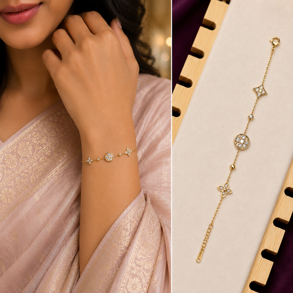 Luxury Mixed Clover Anti-Tarnish 316L Stainless Steel Bracelet | Gold Adjustable Charm Bracelet