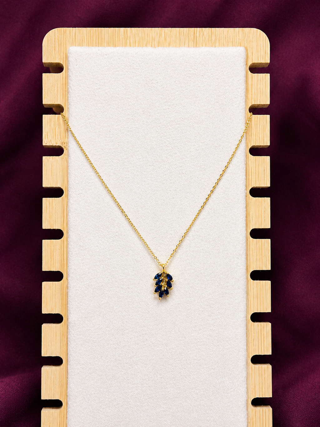 Anti-Tarnish Blue Leaf Pendant Necklace