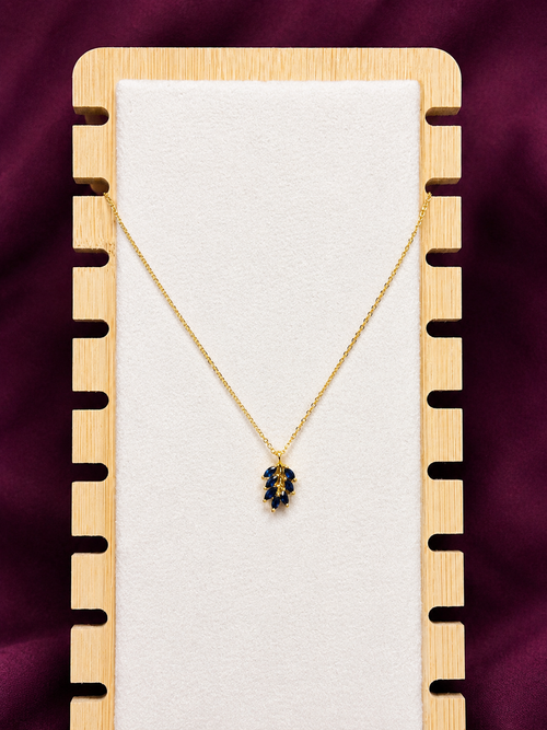 Anti-Tarnish Blue Leaf Pendant Necklace