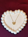 Butterfly Crystal Anti-Tarnish Pendant Necklace | Minimal Gold Butterfly Necklace for Women