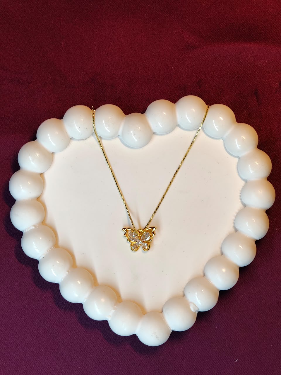 Butterfly Crystal Anti-Tarnish Pendant Necklace | Minimal Gold Butterfly Necklace for Women