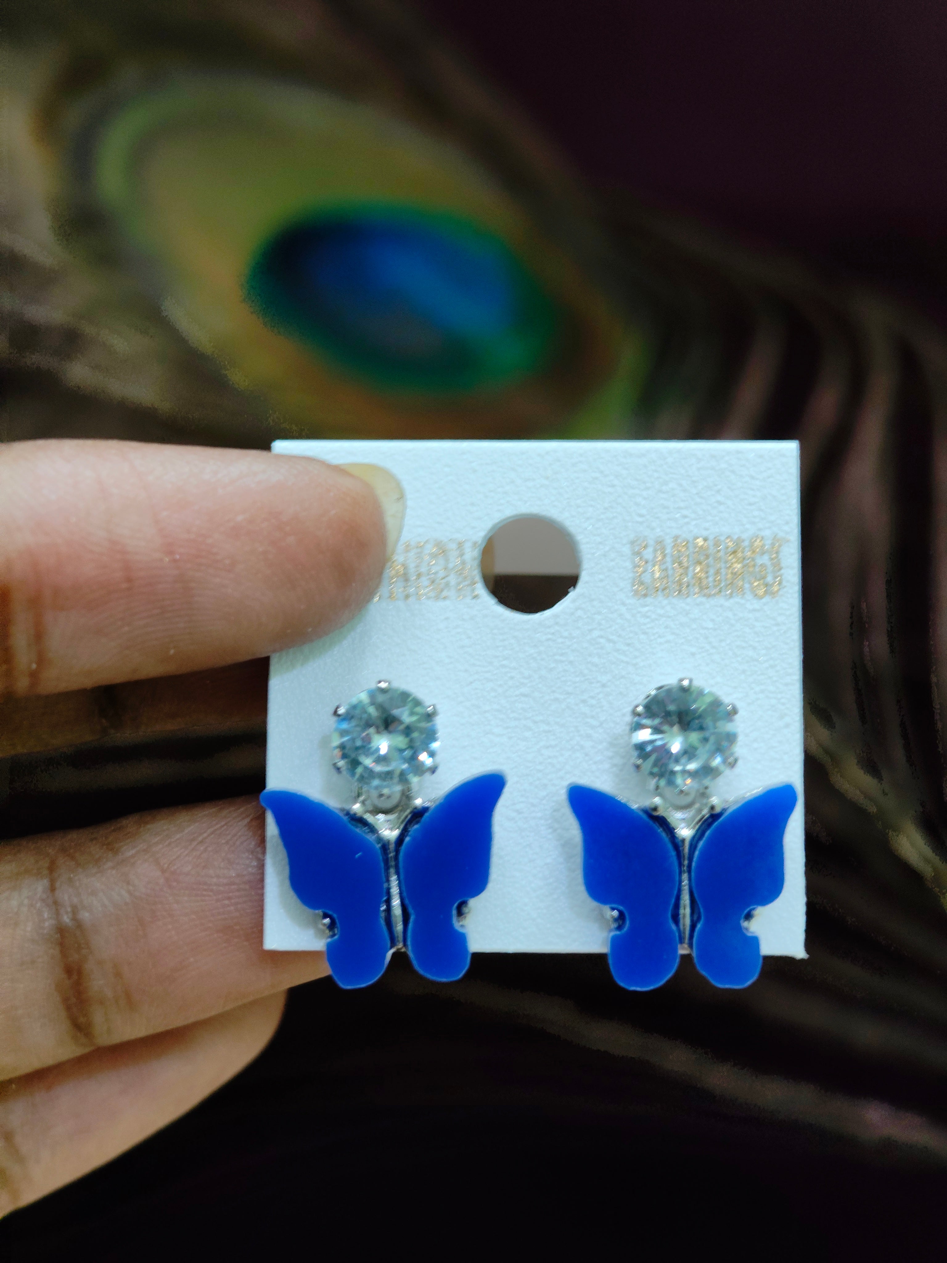 Crystal Butterfly Stud Earrings | Silver-Plated Cute Butterfly Earrings for Women & Girls