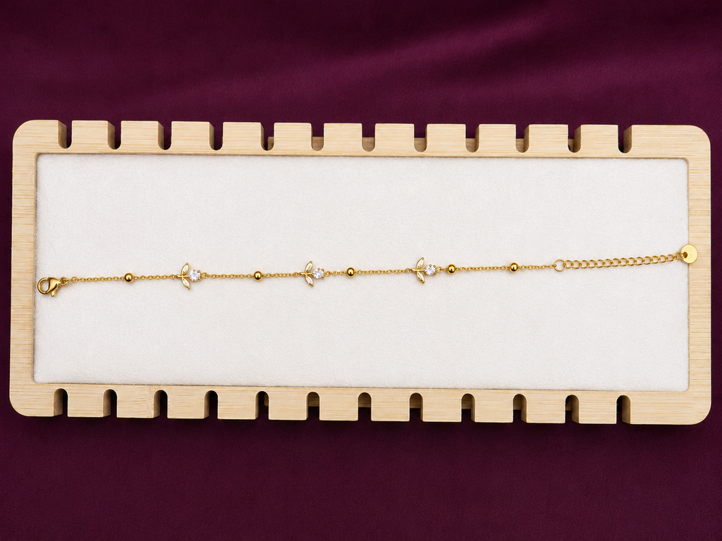 Dainty Crystal Floral Gold Bracelet
