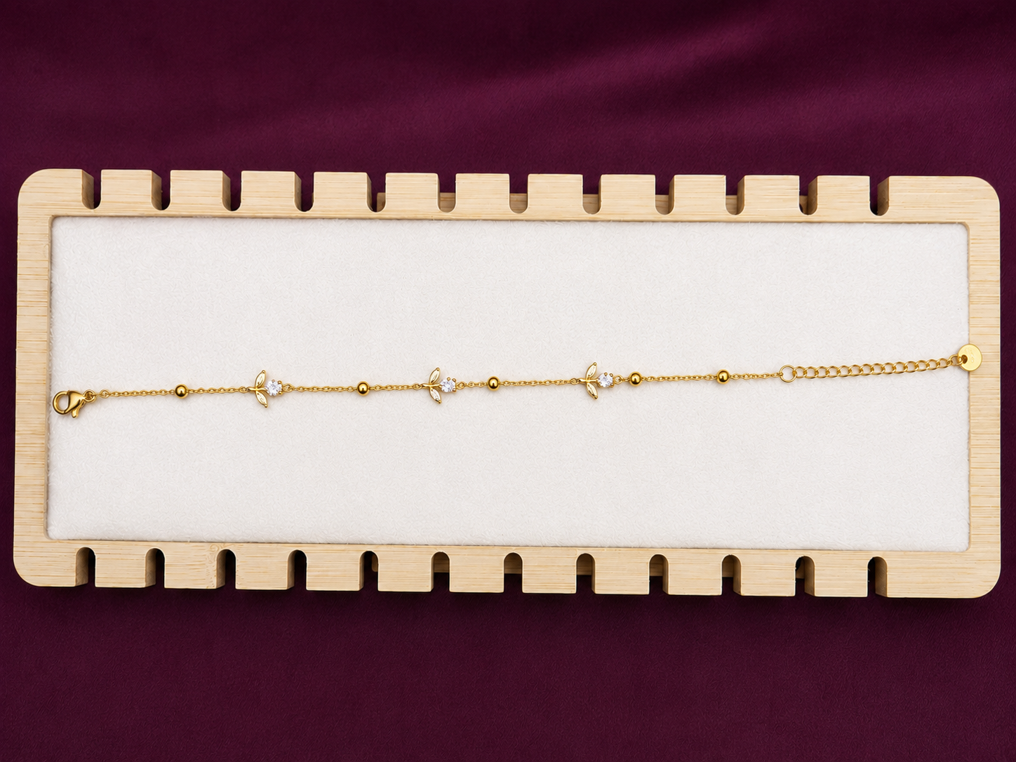 Dainty Crystal Floral Gold Bracelet