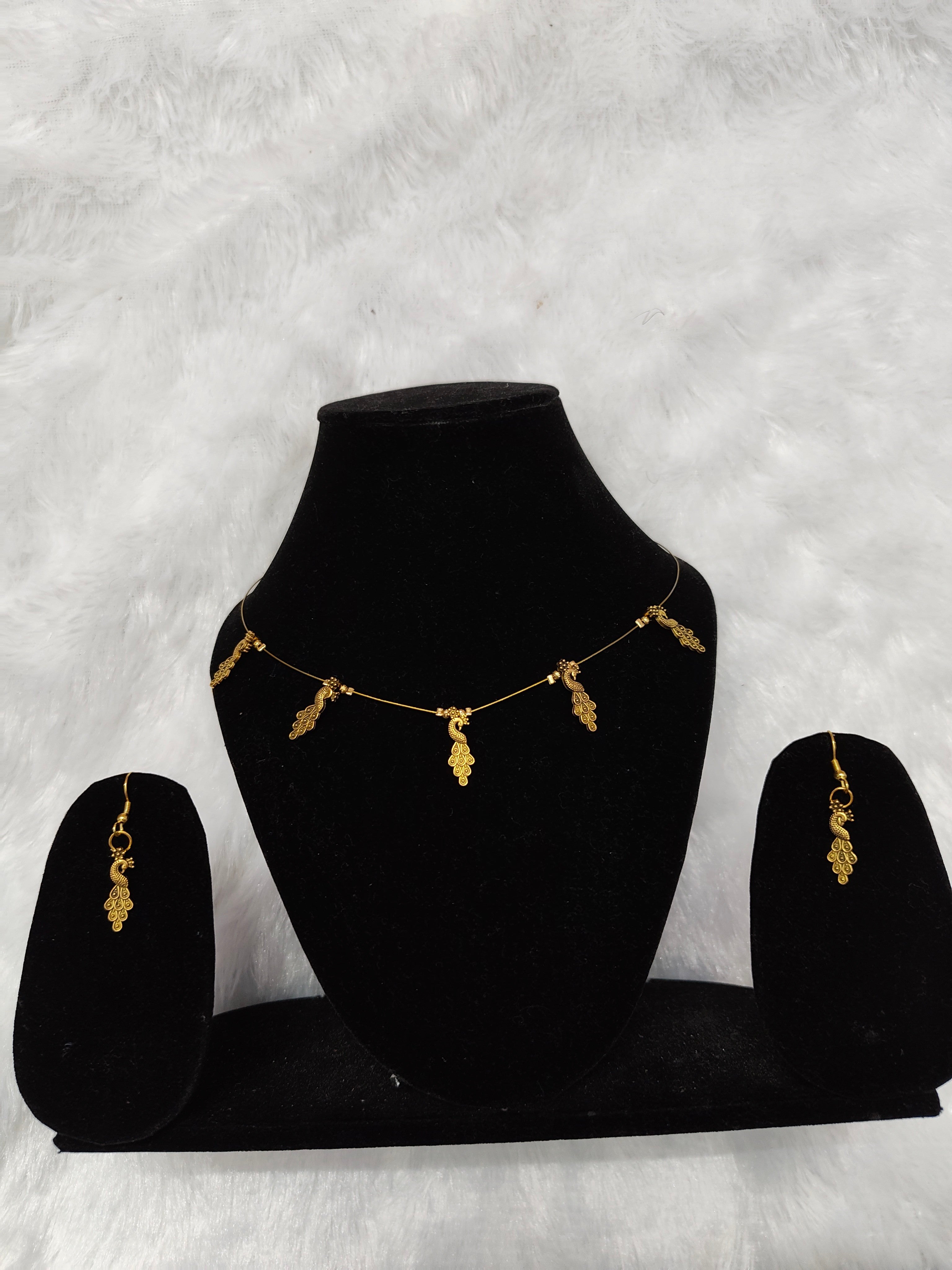 Antique Gold Peacock Filigree Choker Set
