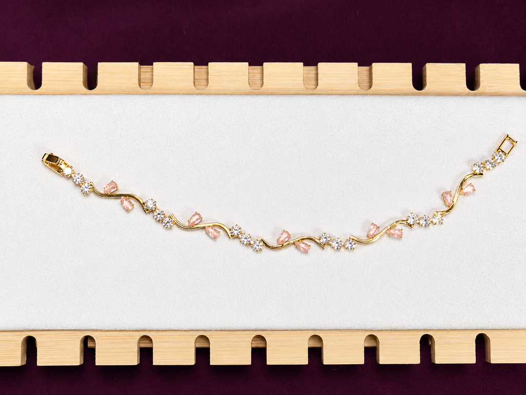 Blush Pink Crystal Vine Bracelet