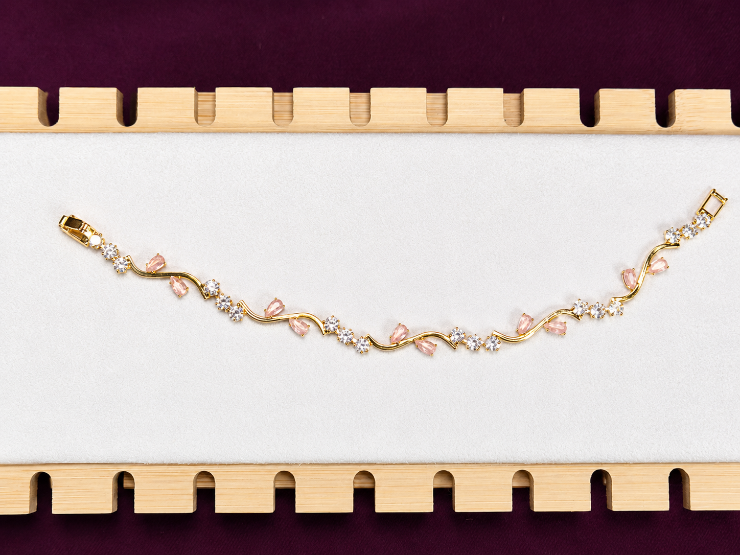 Blush Pink Crystal Vine Bracelet