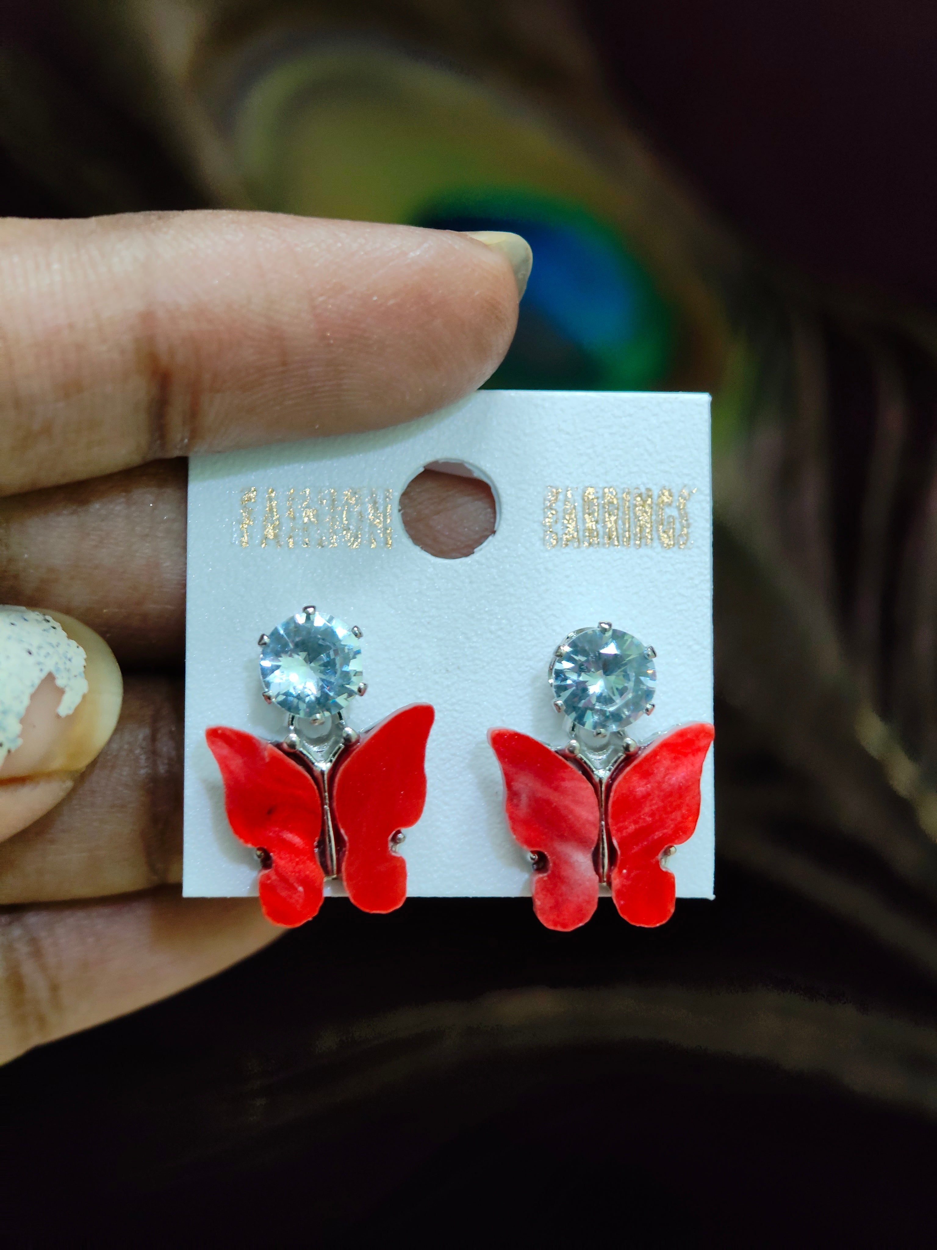 Crystal Butterfly Stud Earrings | Silver-Plated Cute Butterfly Earrings for Women & Girls