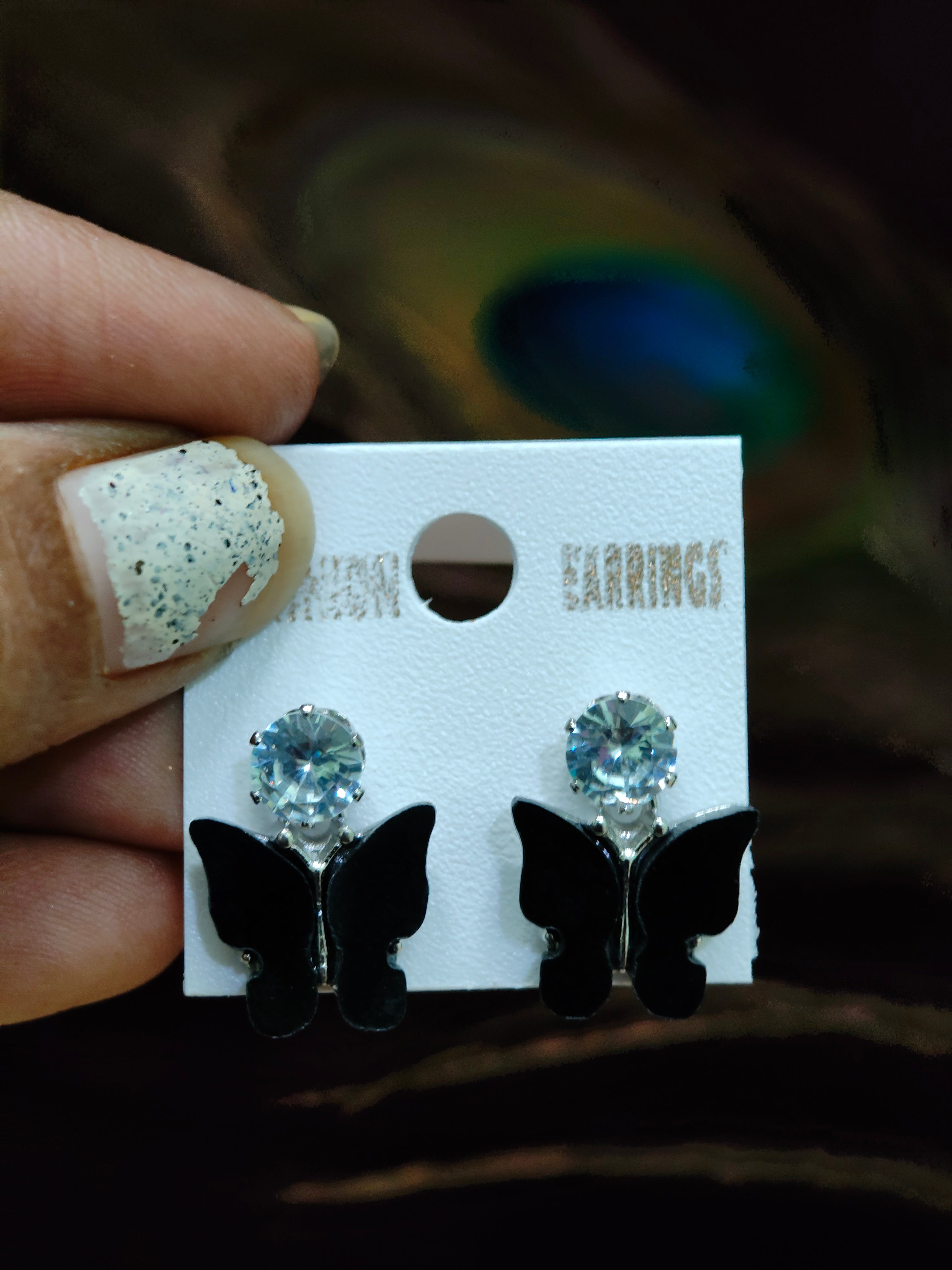Crystal Butterfly Stud Earrings | Silver-Plated Cute Butterfly Earrings for Women & Girls
