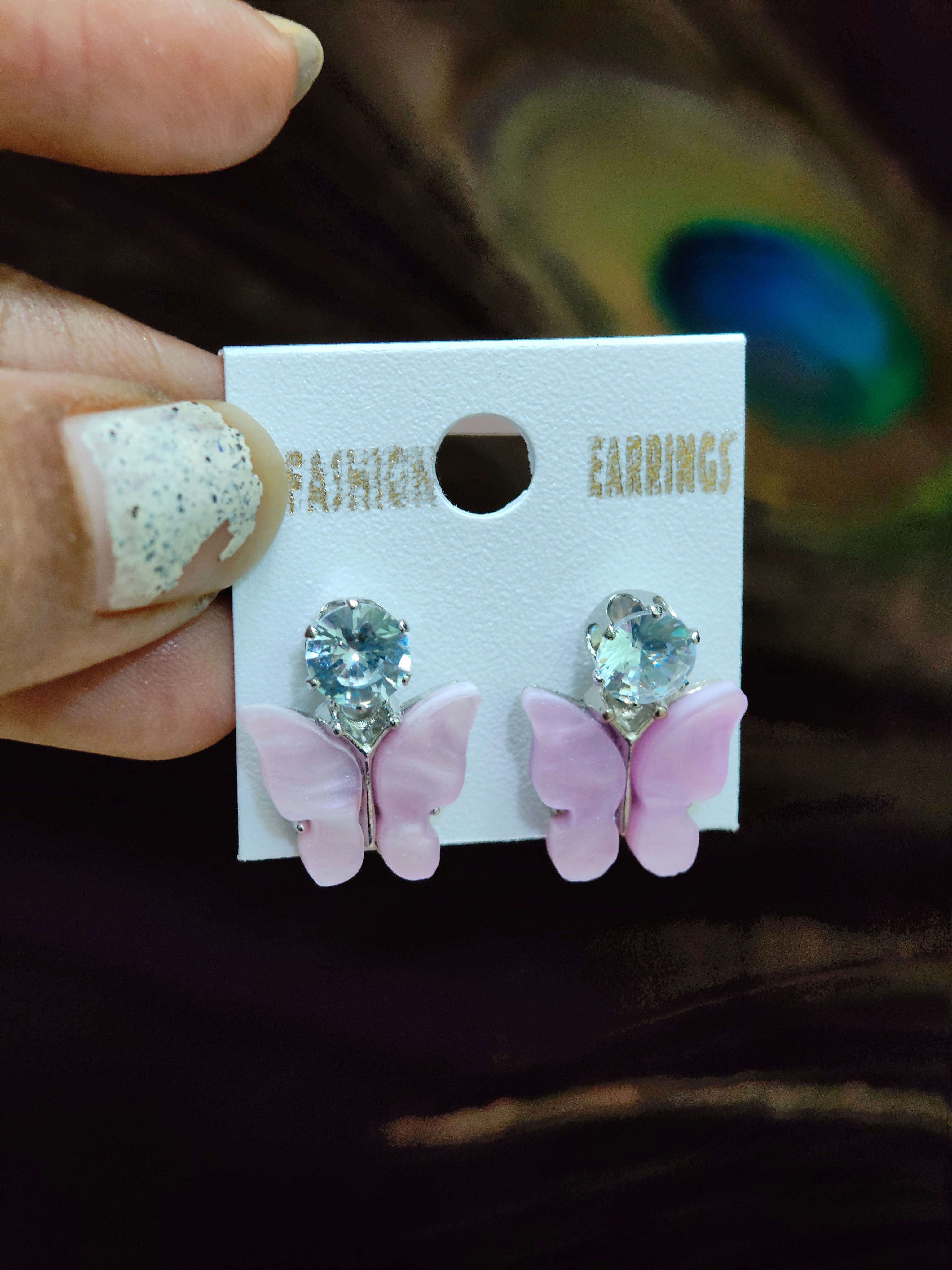 Crystal Butterfly Stud Earrings | Silver-Plated Cute Butterfly Earrings for Women & Girls