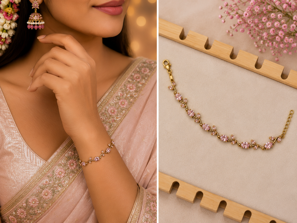 Blush Pink Crystal Vine Bracelet