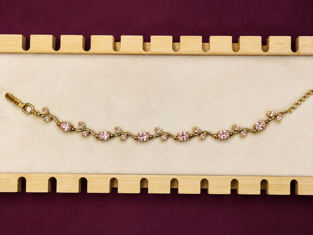 Blush Pink Crystal Vine Bracelet