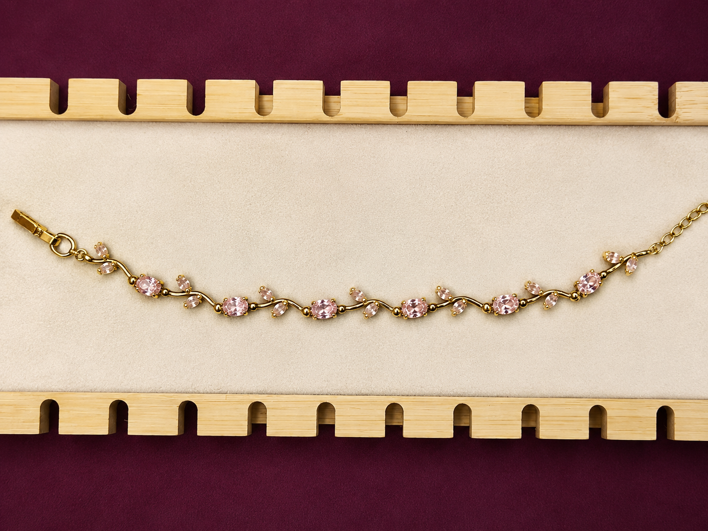 Blush Pink Crystal Vine Bracelet