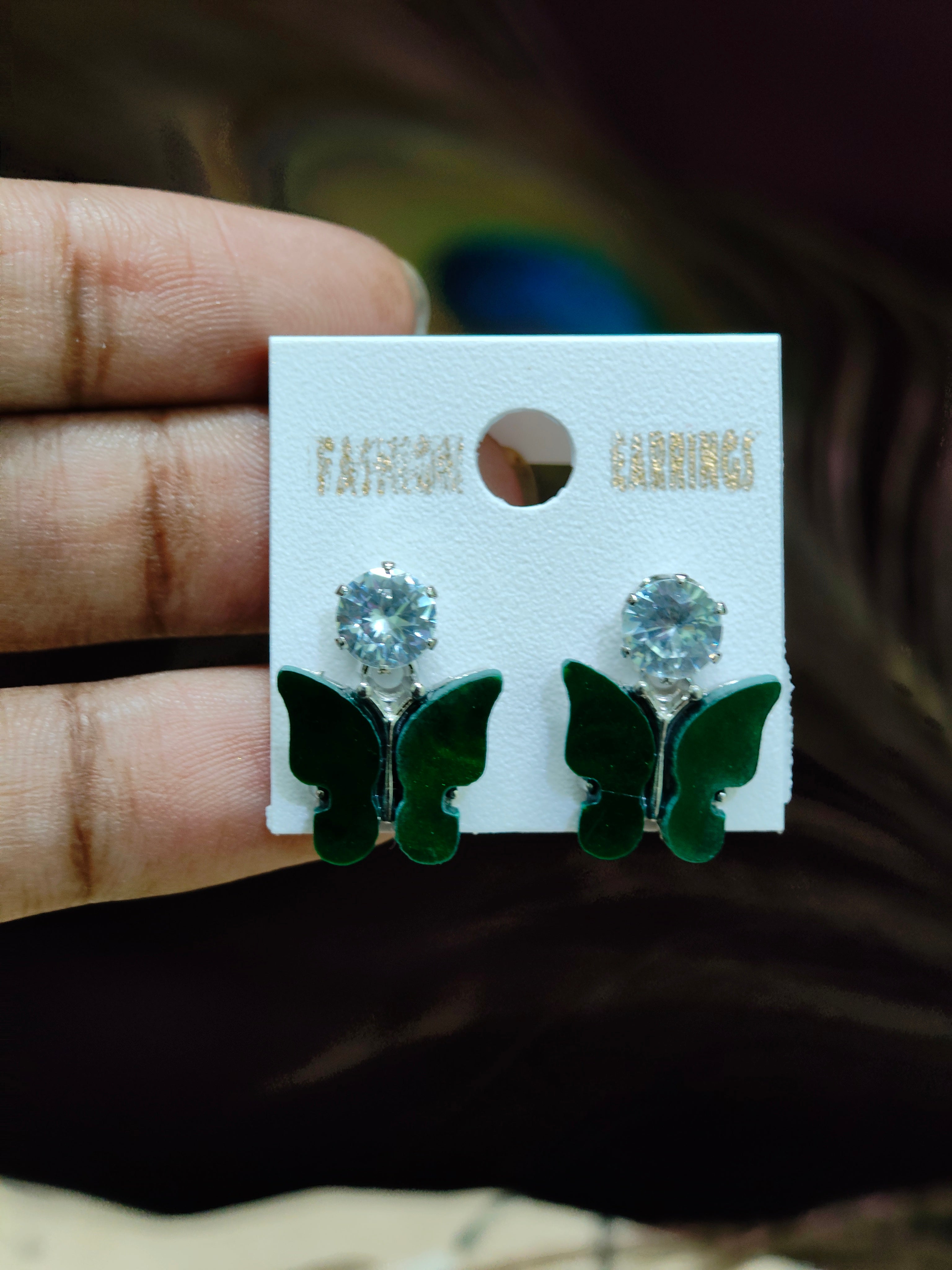 Crystal Butterfly Stud Earrings | Silver-Plated Cute Butterfly Earrings for Women & Girls
