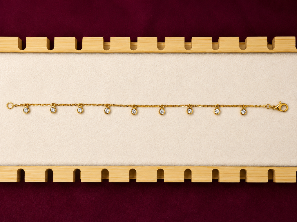 Classic Bezel Crystal Gold Bracelet
